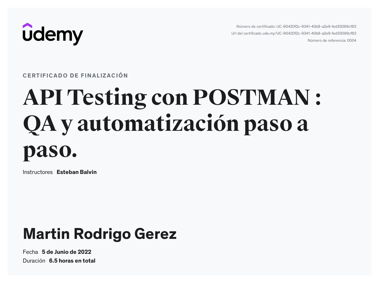 Certificado Postman